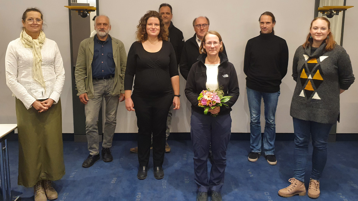 (v.l.n.r.) Angela Alms (Kassenprüferin), Bernhard Beleites (Beisitzer), Kathrin Stricker (Beisitzerin), Hardy Edinger (Beisitzer), Jörg Allrich (1. Stellvertreter), Claudia Hellweg (Vorsitzende), Volker Steinhagen (2. Stellvertreter), Nadine Bechtold (Kassenprüferin)