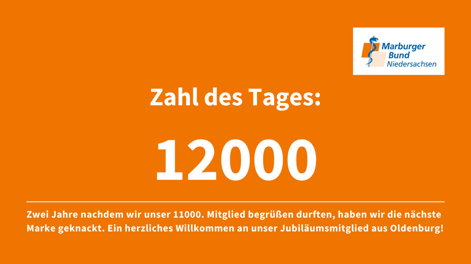 Zwei Jahre nachdem wir unser 11000. Mitglied begrüßen durften, haben wir die nächste Marke geknackt. Ein herzliches Willkommen an unser Jubiläumsmitglied aus Oldenburg!