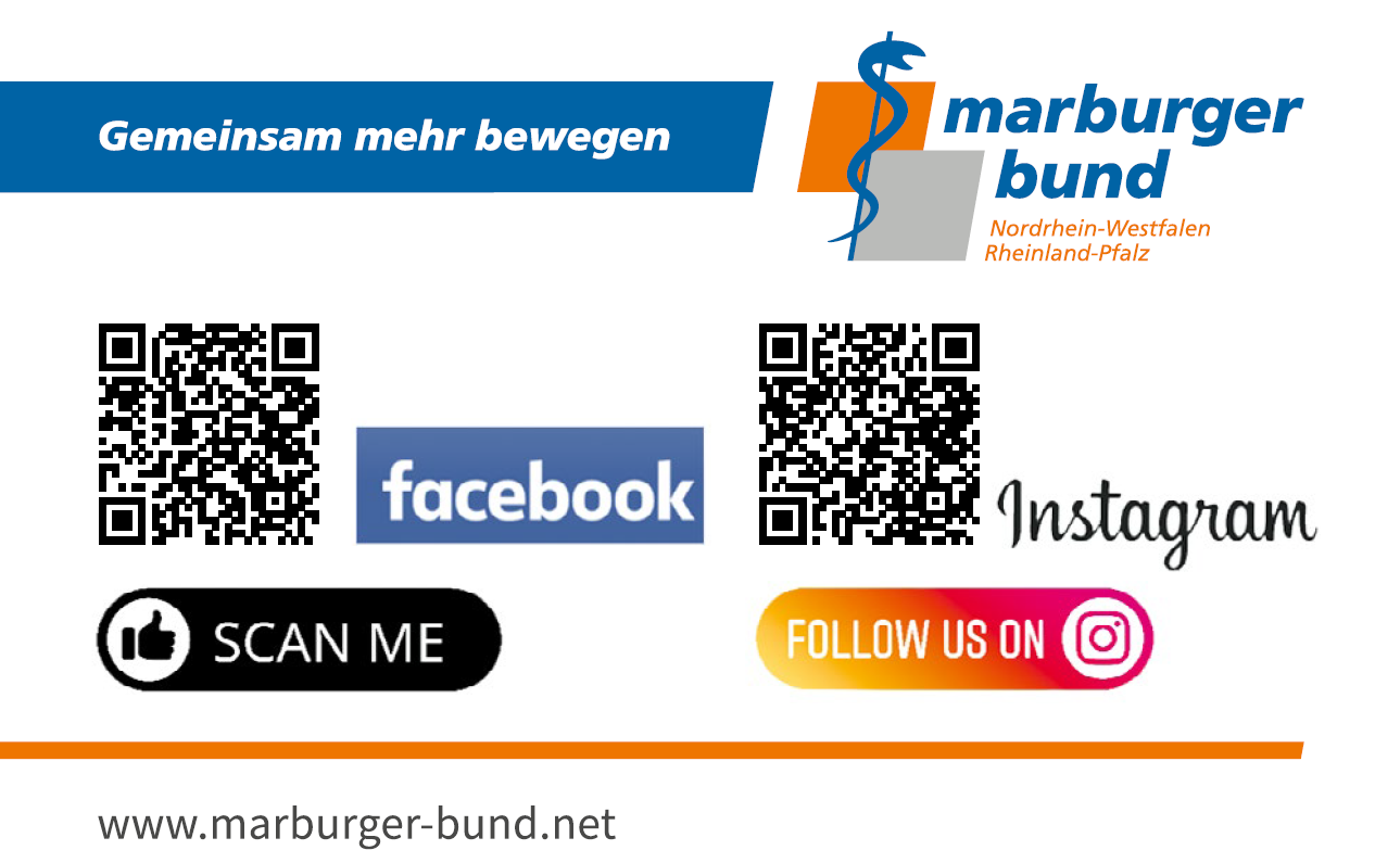 Besuchen Sie unsere Accounts auf den beiden Sozial Media-Plattformen. Nutzen Sie dafür den jeweiligen QR-Code. Sie müssen kein Mitglied bei FB oder Insta sein, um sich dort zu informieren.