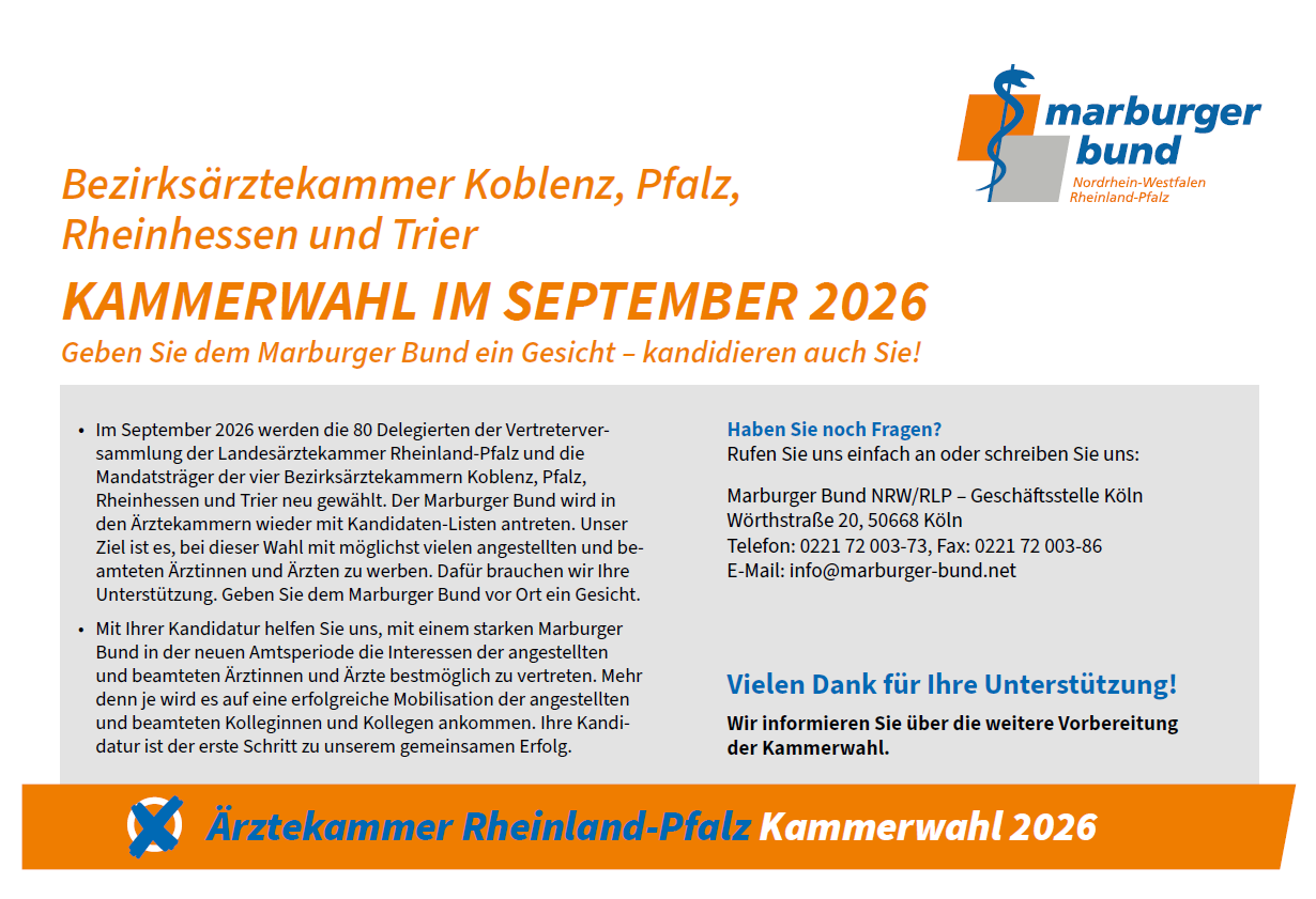 Nutzen Sie für Ihre Kandidatur die Beilage In der Marburger Bund Zeitung.