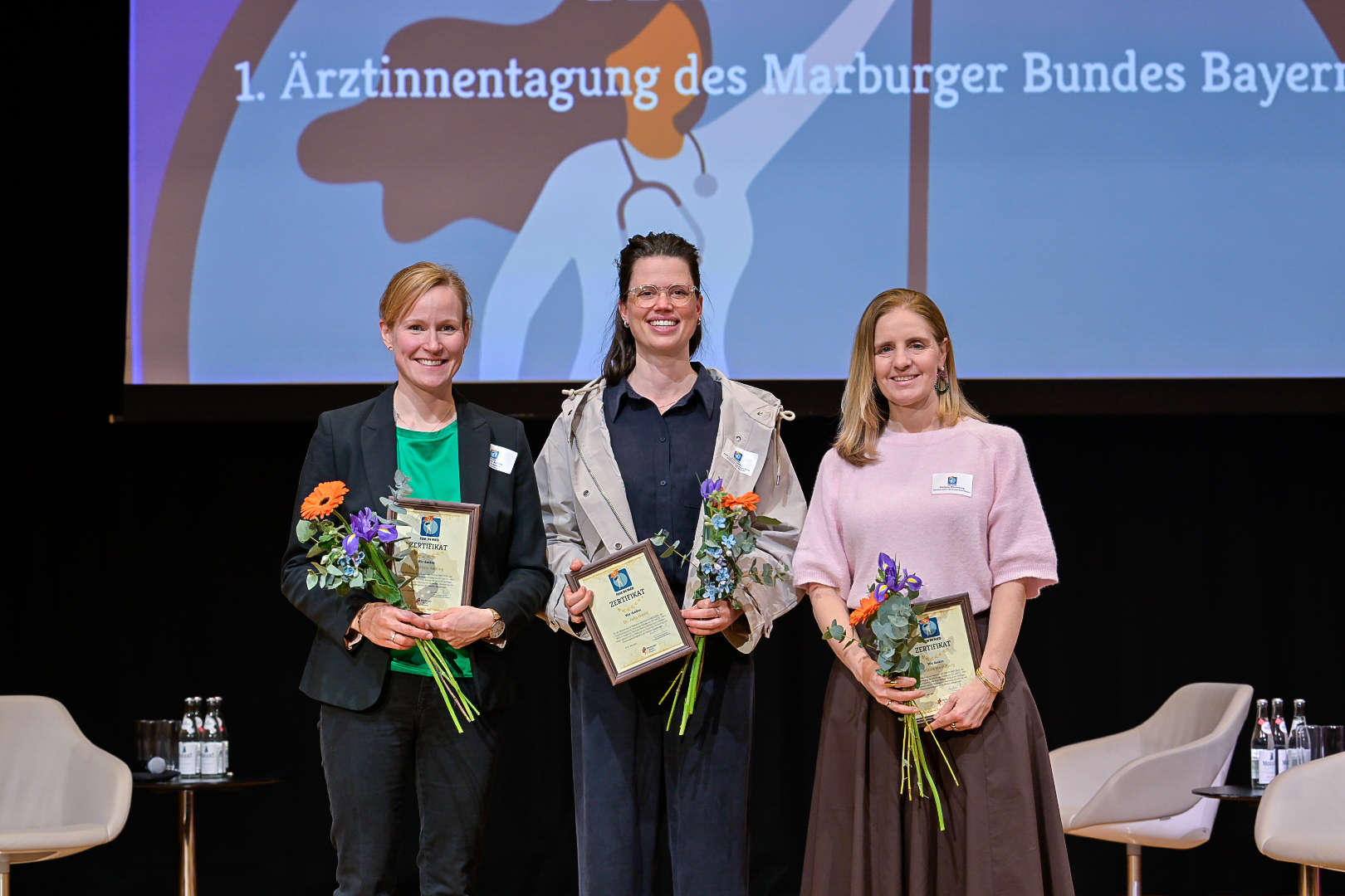 Speakerinnen des Panels Schwangerschaft im Beruf: Dr. Kathrin Aehling, Dr. Julia Haehl und Stefanie Werneburg
