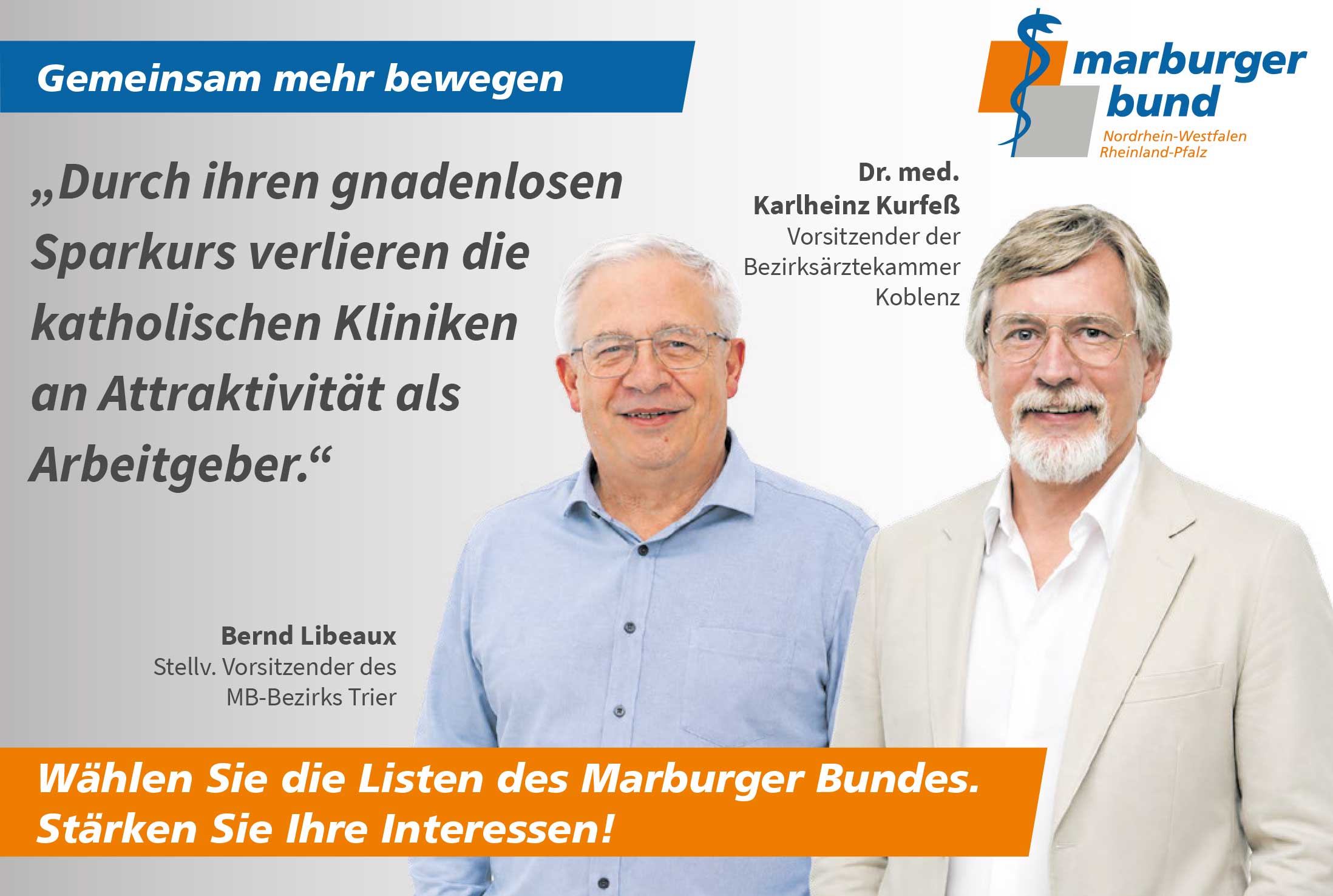 Durch ihr gnadenloses Spardiktat verlieren katholische Kliniken an Attraktivität als Arbeitgeber, beklagen Bernd Libeaux und Dr. med. Karlheinz Kurfeß.