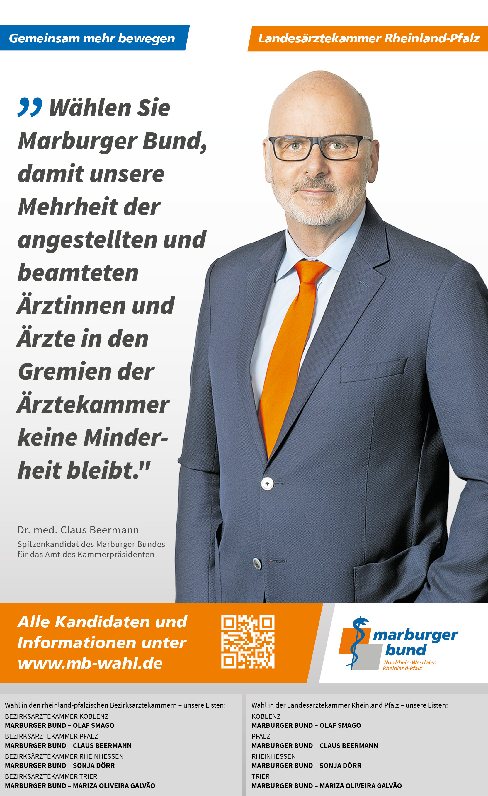 Dr. med. Claus Beermann: Schaffen Sie mit Ihren Stimmen für den Marburger Bund faire Kräfteverhältnisse.