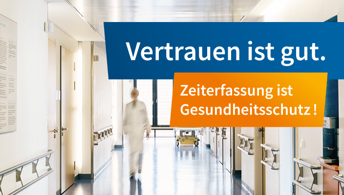 Kampagne Arbeitszeiterfassung - Bildkachel "Zeiterfassung ist Gesundheitsschutz"